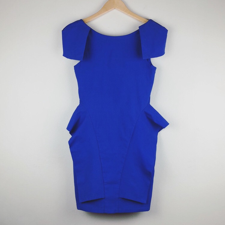 Angl Caribbean Queen Shoulder Cap Blue Dress L